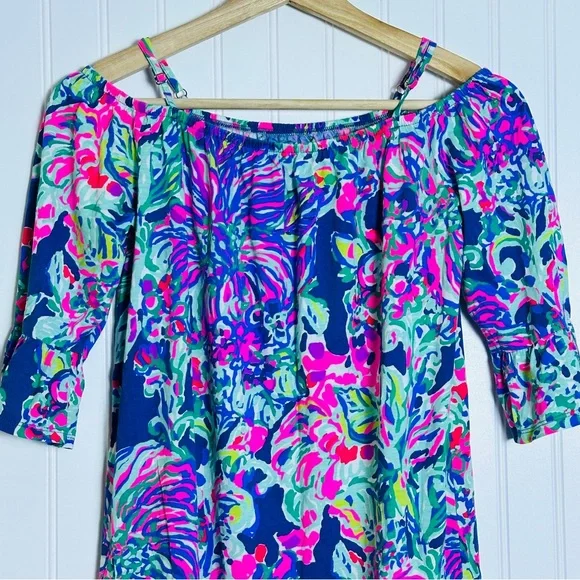 Lilly Pulitzer Jaci floral print ruffled hem off-the-shoulder dress XL (12-14) - Picture 2 of 7